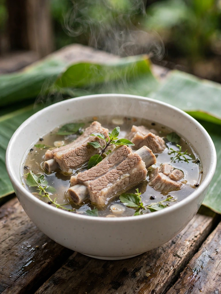ต้มจืดซี่โครงหมูใบกะเพรา